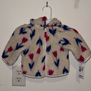 New Carter's Floral Faux-Sherpa Jacket Baby Girls 3 month Full Zip Long Sleeve